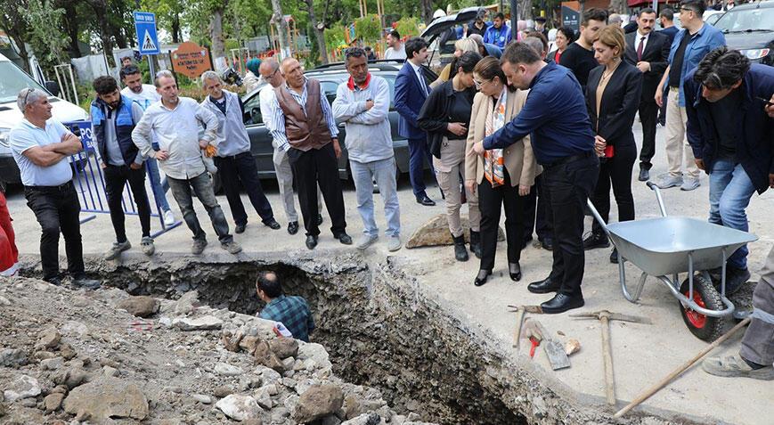 Doğalgaz hattı çalışmalarında tarihi sütun parçaları bulundu