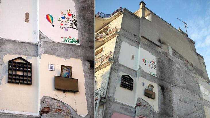 Burası Hatay! Binanın dış duvarı, komşu binanın iç duvarı