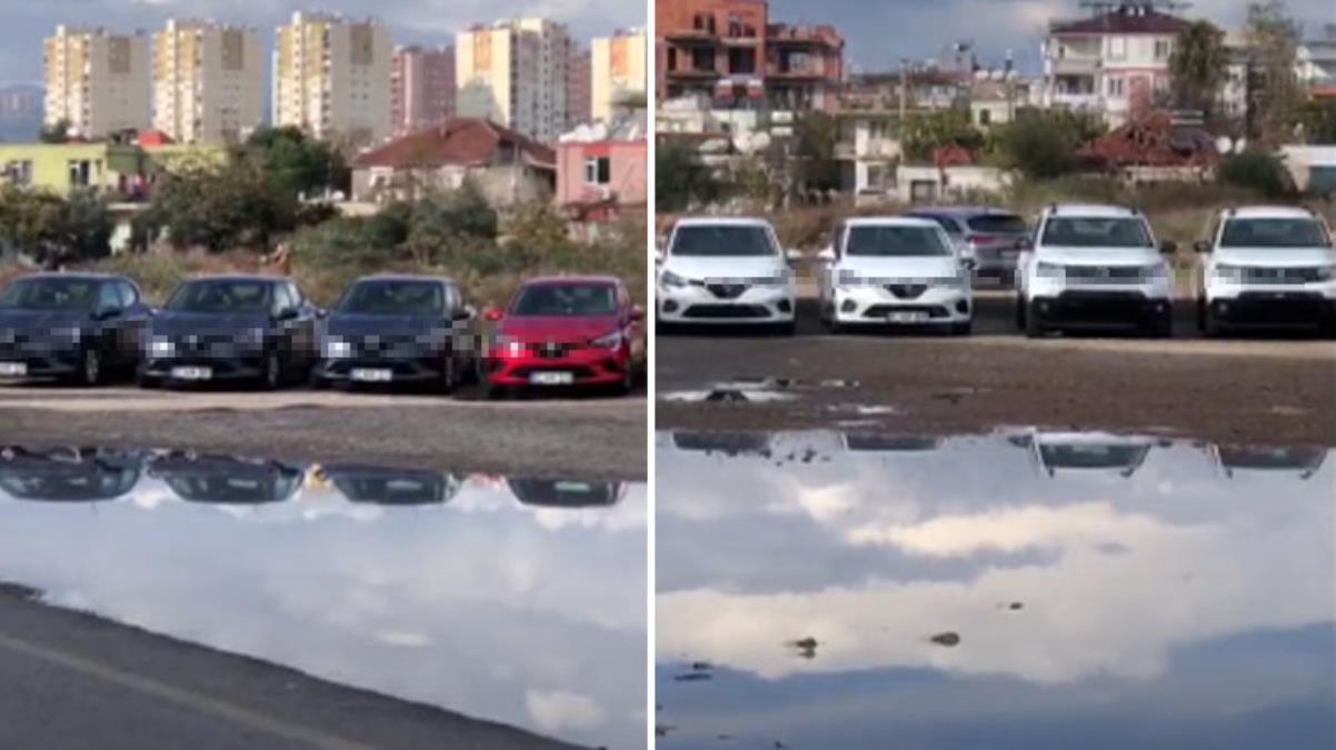 Antalya'da stoklanan otomobiller görüntülendi