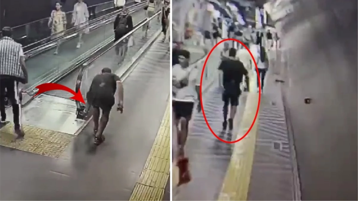 İstanbul'da metro merdivenlerine sabotaj kamerada