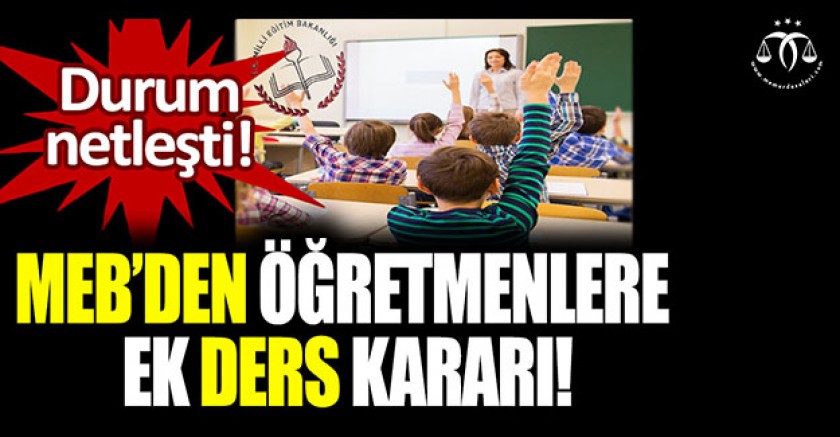 MEB'Den Öğretmen Lehine Ek Ders Açıklaması