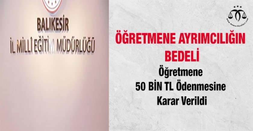 Öğretmene Tazminat Ödenecek