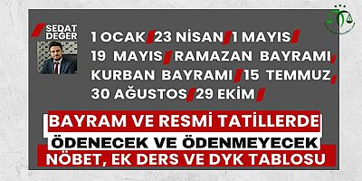 Bayram ve Resmi Tatillerde Ek Ders Ödenecek Mi?