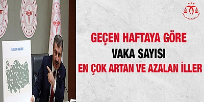 Geçen haftaya göre vaka sayısı en çok artan ve azalan iller