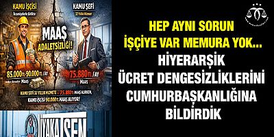 Hiyerarşik Ücret Dengesizliklerini Cumhurbaşkanlığına Bildirdik
