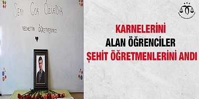 Karnelerini alan öğrenciler şehit öğretmenlerini andı