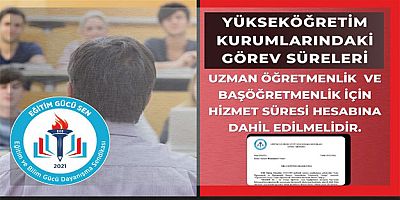 O Sürelerde Uzman ve Başöğretmenlik Hesabına Katılmalı