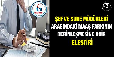 Şef ve Şube Müdürleri Arasındaki Maaş Farkının Derinleşmesine Dair Eleştiri