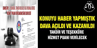 Takdir ve Teşekküre Hizmet Puanı Verilecek