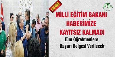 Tüm Öğretmenlere Başarı Belgesi Verilecek