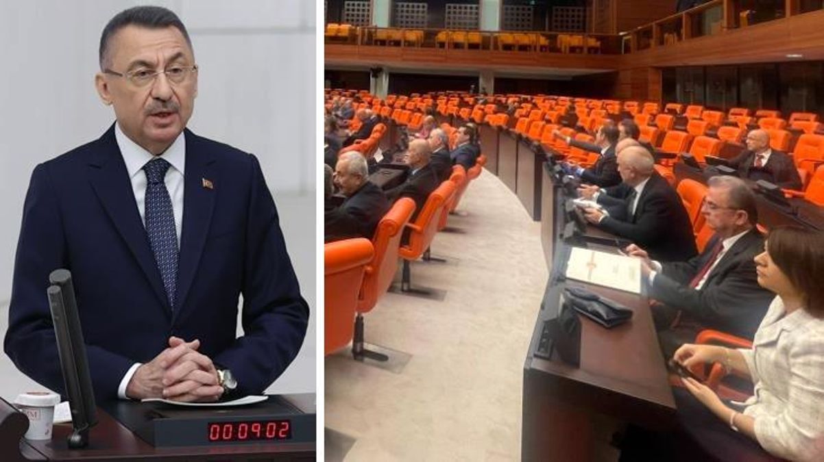 Fuat Oktay konuşurken AK Parti sıraları boş kaldı