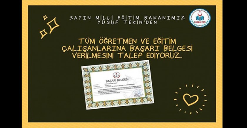 Yusuf Tekin'den Başarı Belgesi Talebi